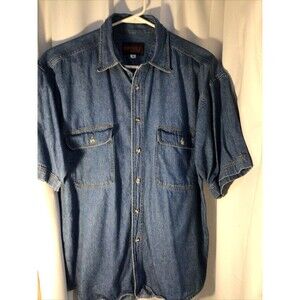 Vintage Sunbelt Sportswear Denim Button Jean Shirt Men's Medium Short Sleeve *C